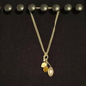 Lia Sophia Gold Leaf and Bead Necklace